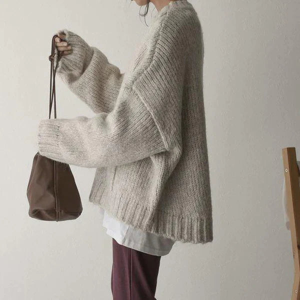 Cozy Oversized Sweater Featuring a Convenient Pocket