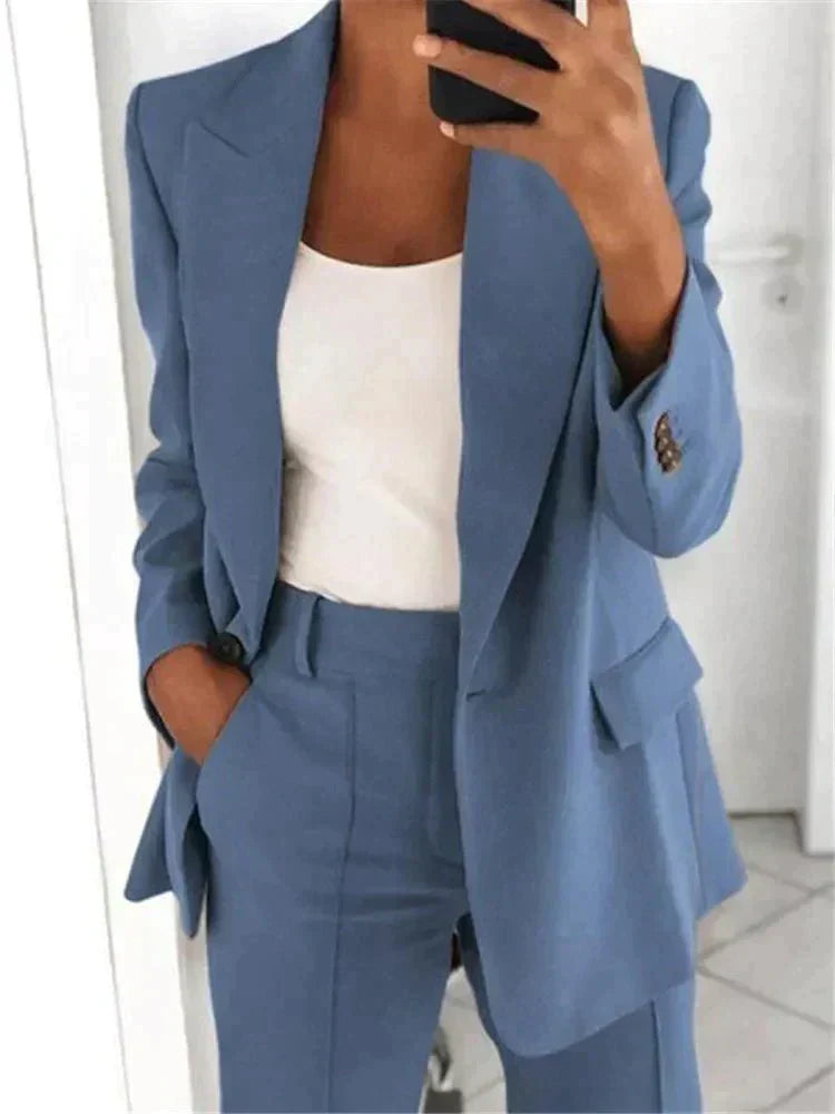 Blazer and Wide-Leg Trousers Ensemble