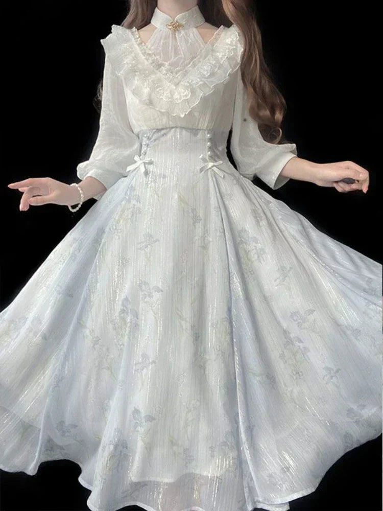 Chic Belle Époque-Inspired Midi Dress