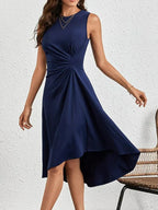 Navy Sleeveless Midi Dress