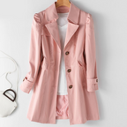 Women's Padded Shoulder One-Button Trench Coat