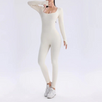 Solid Long Sleeve Active Jumpsuit