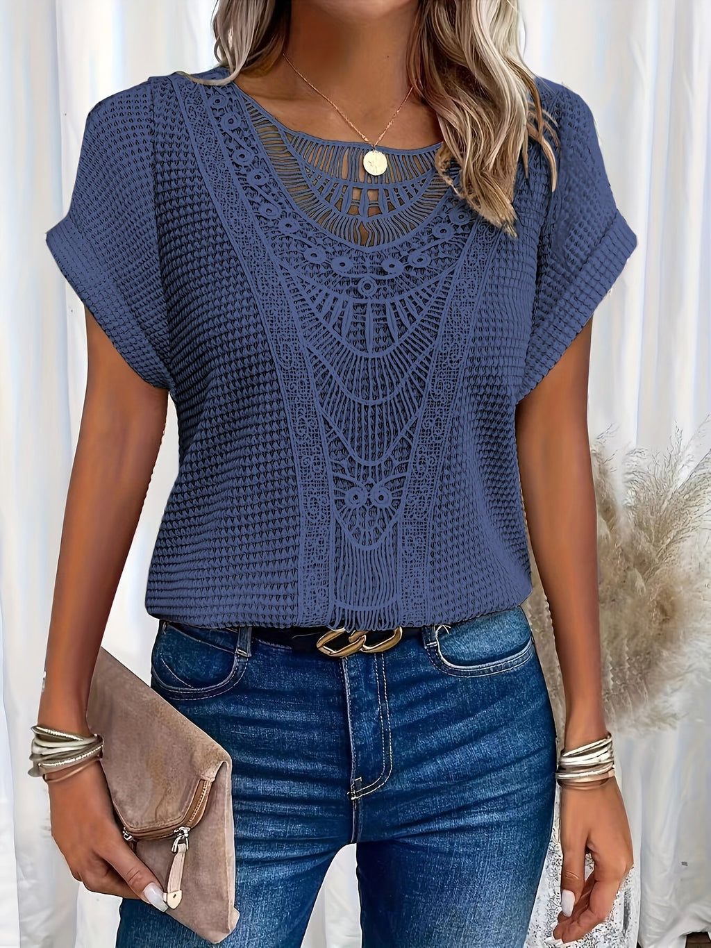 Stylish Lace Tee with Fashionable Details