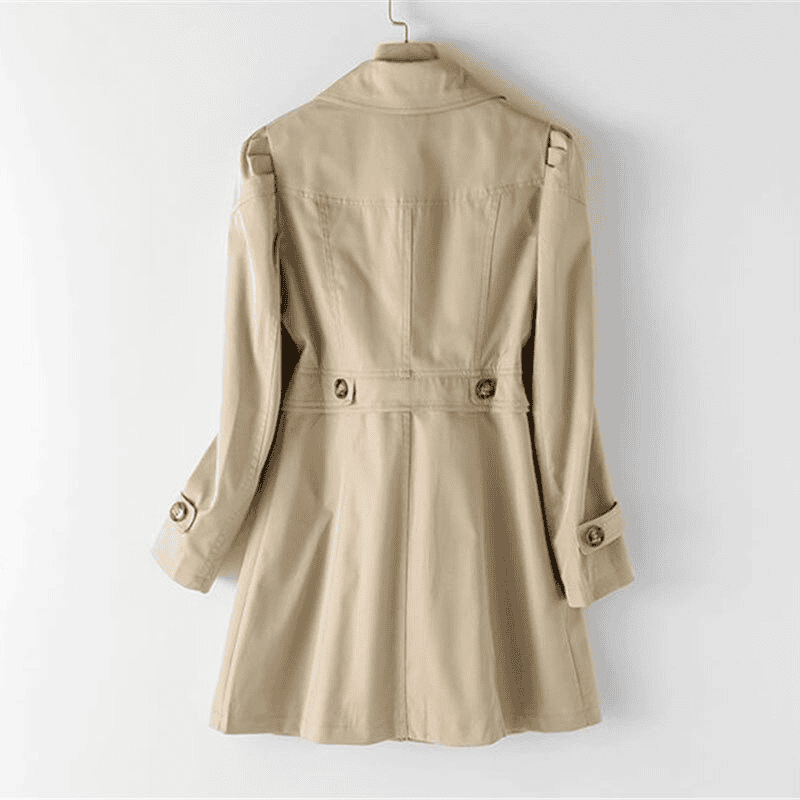 Women's Padded Shoulder One-Button Trench Coat