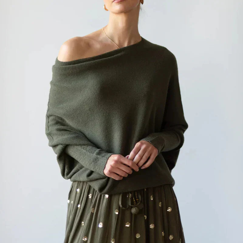 Asira - Asymmetrical Draped Knit Sweater