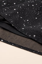 Stylish Black Glitter Dress with Elegant Mesh Overlay