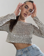 Women's Sparkling Sequin Crop Top