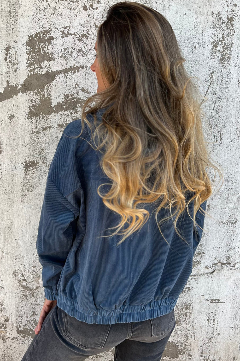 Teal Hooded Jacket with Zipper and Drawstring