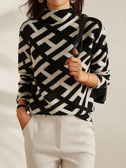 Stylish and Cozy Geometric Knit Sweater