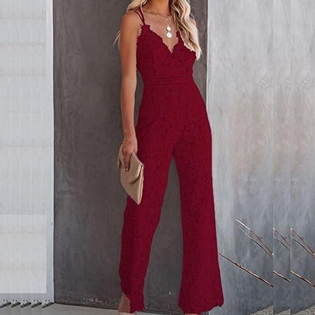 Lace-Trimmed Sleeveless Jumpsuit