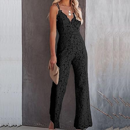 Lace-Trimmed Sleeveless Jumpsuit