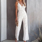 Lace-Trimmed Sleeveless Jumpsuit