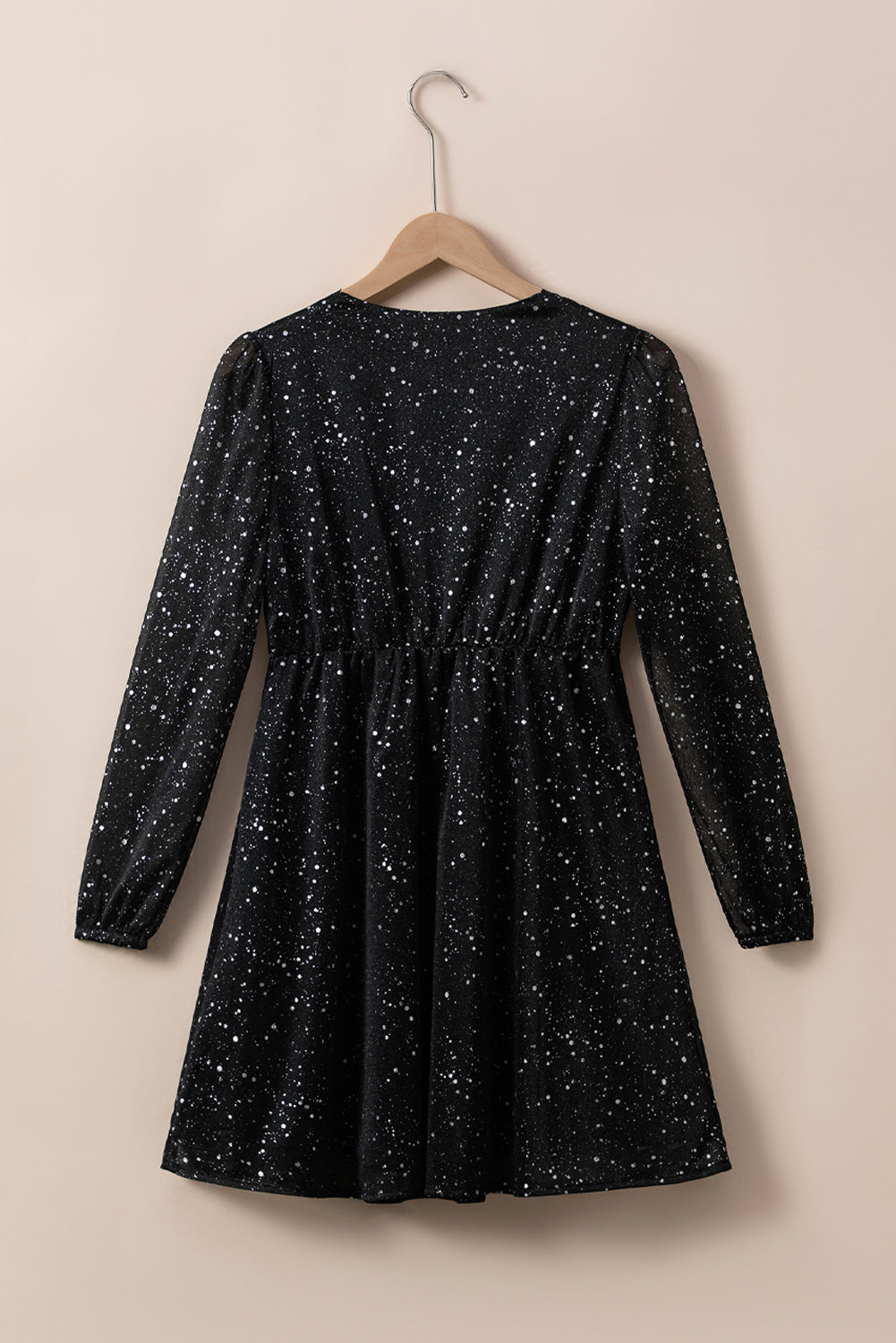 Stylish Black Glitter Dress with Elegant Mesh Overlay