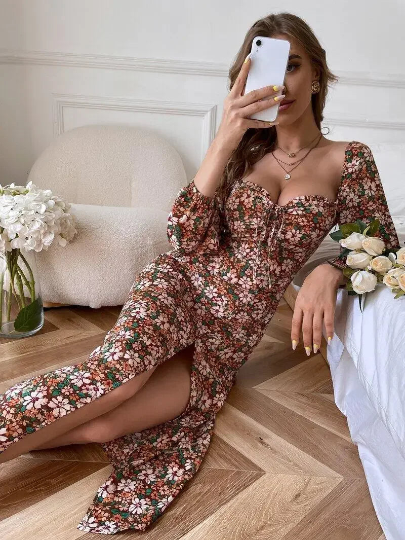 Heart Cutout Floral Dress