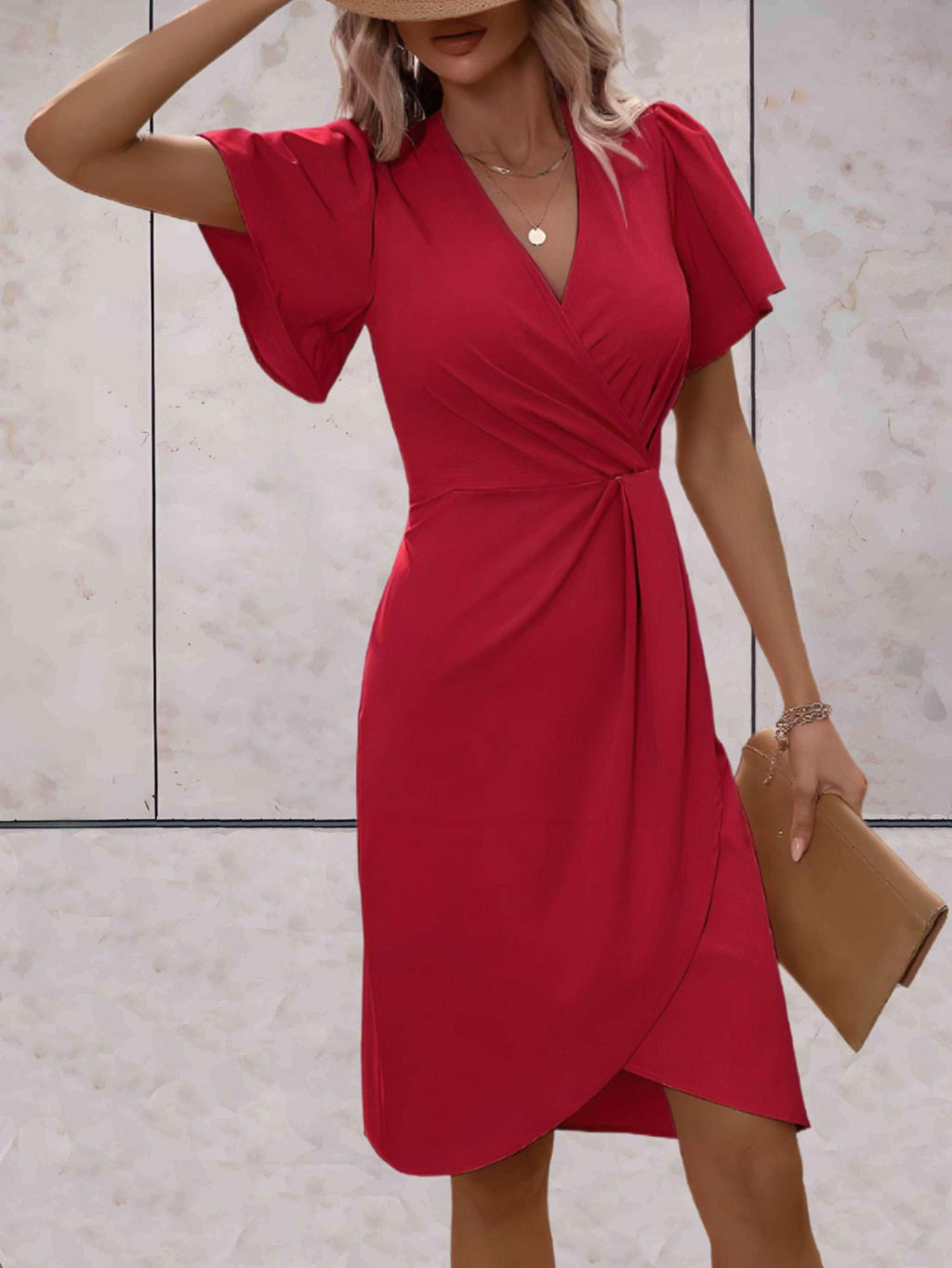 Stylish Short Sleeve Wrap Dress