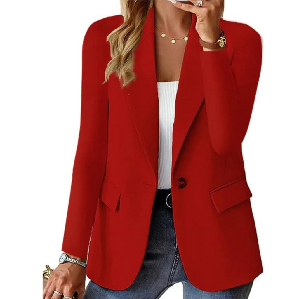 Button-Up Women's Blazer with Practical Pockets