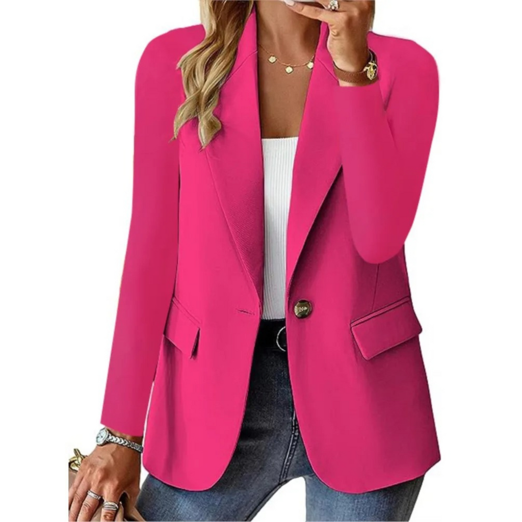 Button-Up Women's Blazer with Practical Pockets