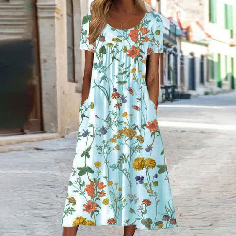 Chic Floral Dress with Tummy Control Features