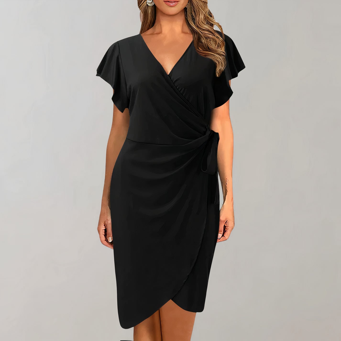 Stylish V-Neck Wrap Summer Dress for Women