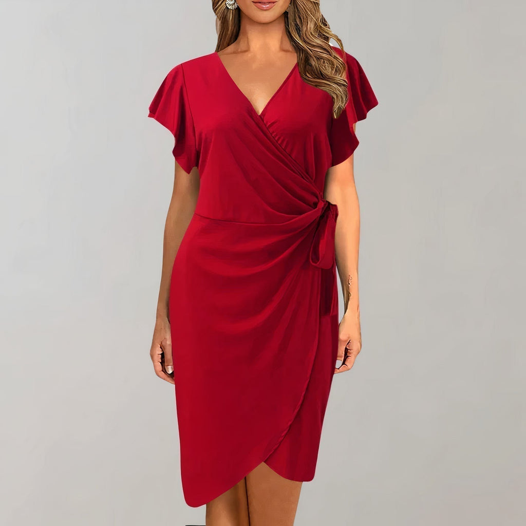 Stylish V-Neck Wrap Summer Dress for Women