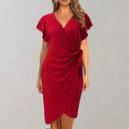 Stylish V-Neck Wrap Summer Dress for Women