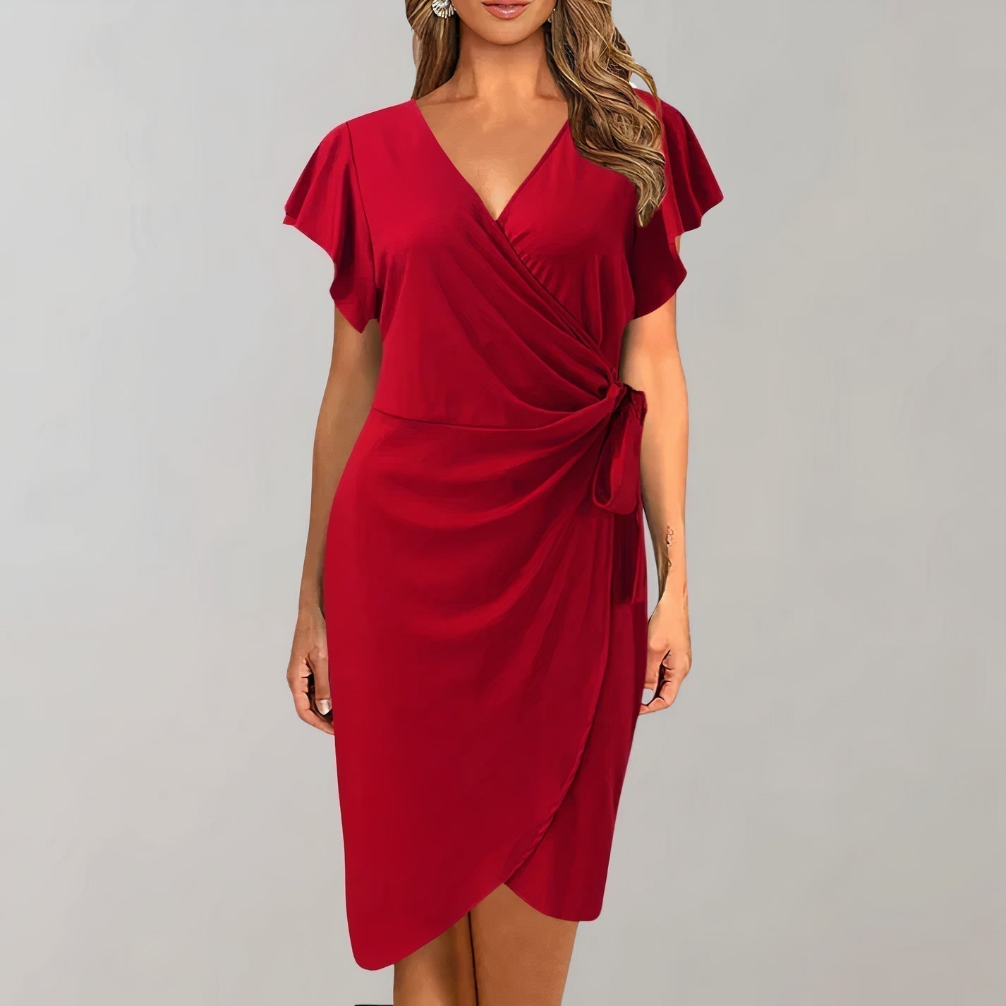 Stylish V-Neck Wrap Summer Dress for Women