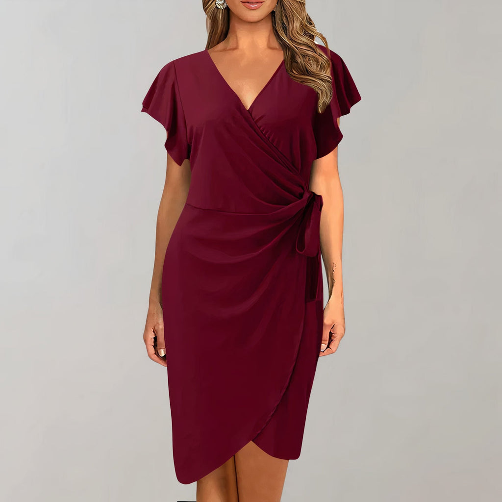 Stylish V-Neck Wrap Summer Dress for Women
