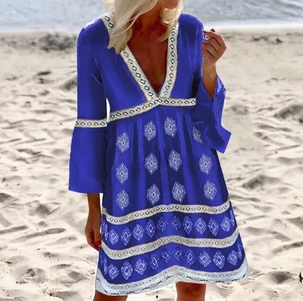 Relaxed Summer Dress Featuring Batwing Sleeves