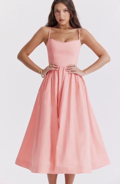 Stylish Midi Dress with Elegant Back Lacing Detail