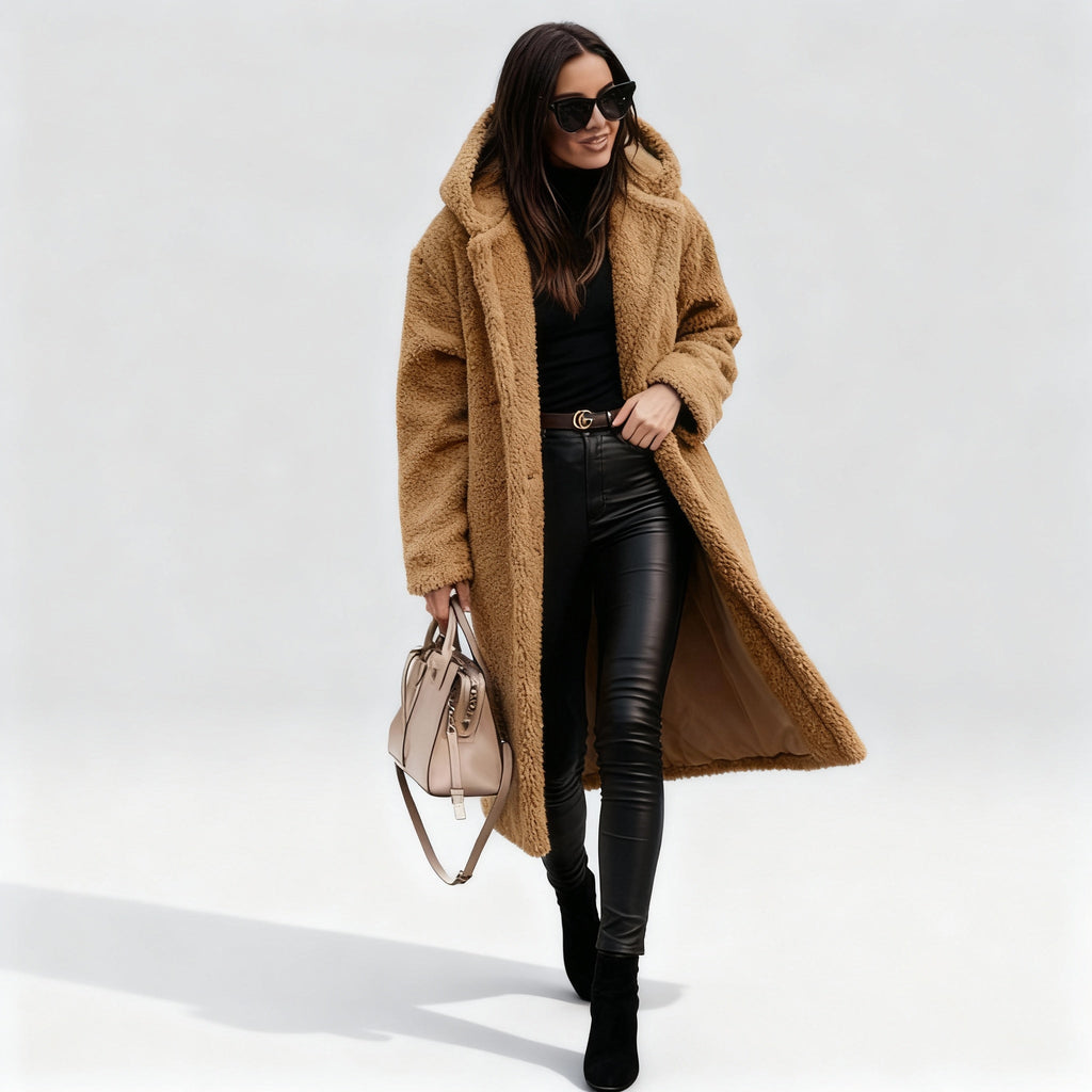 Stylish Women's Long Plush Fleece Coat