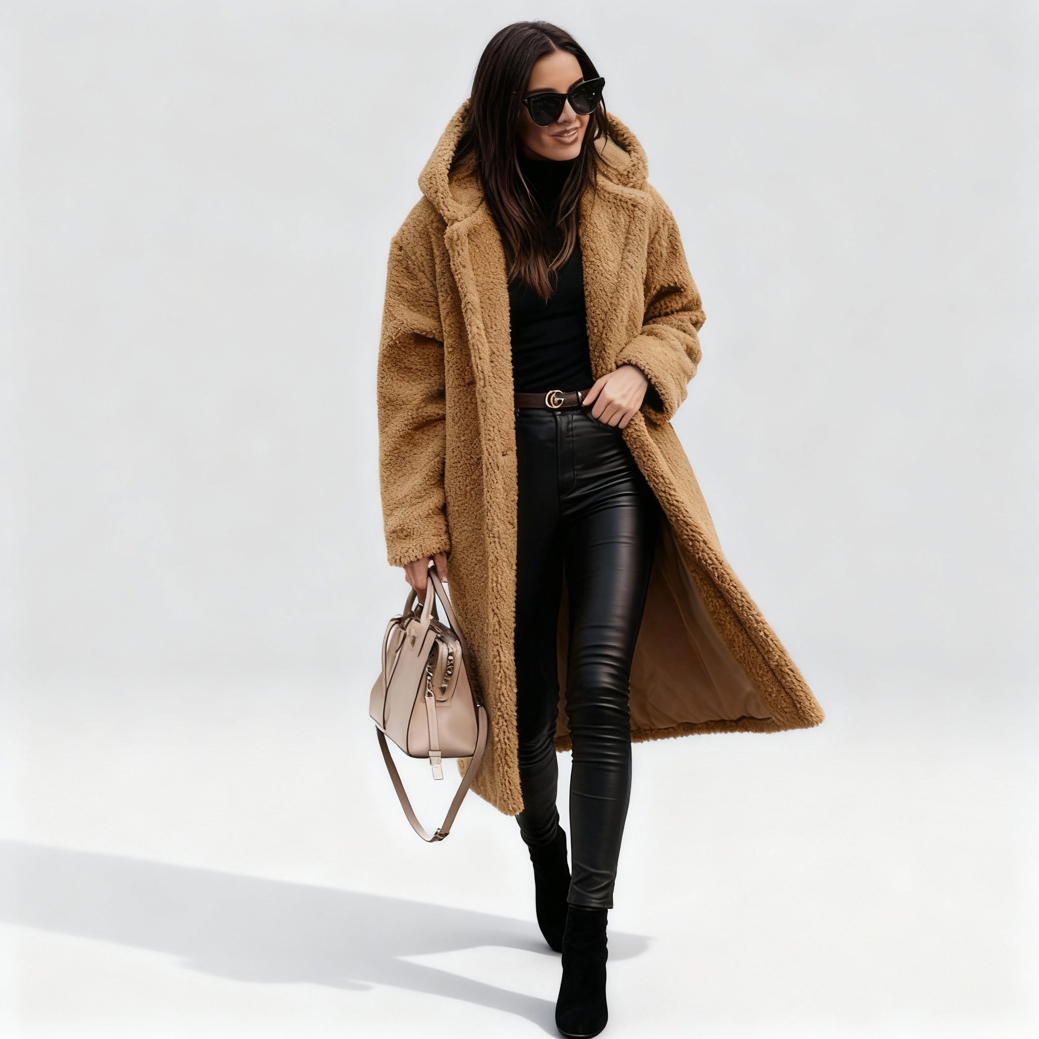 Stylish Women's Long Plush Fleece Coat