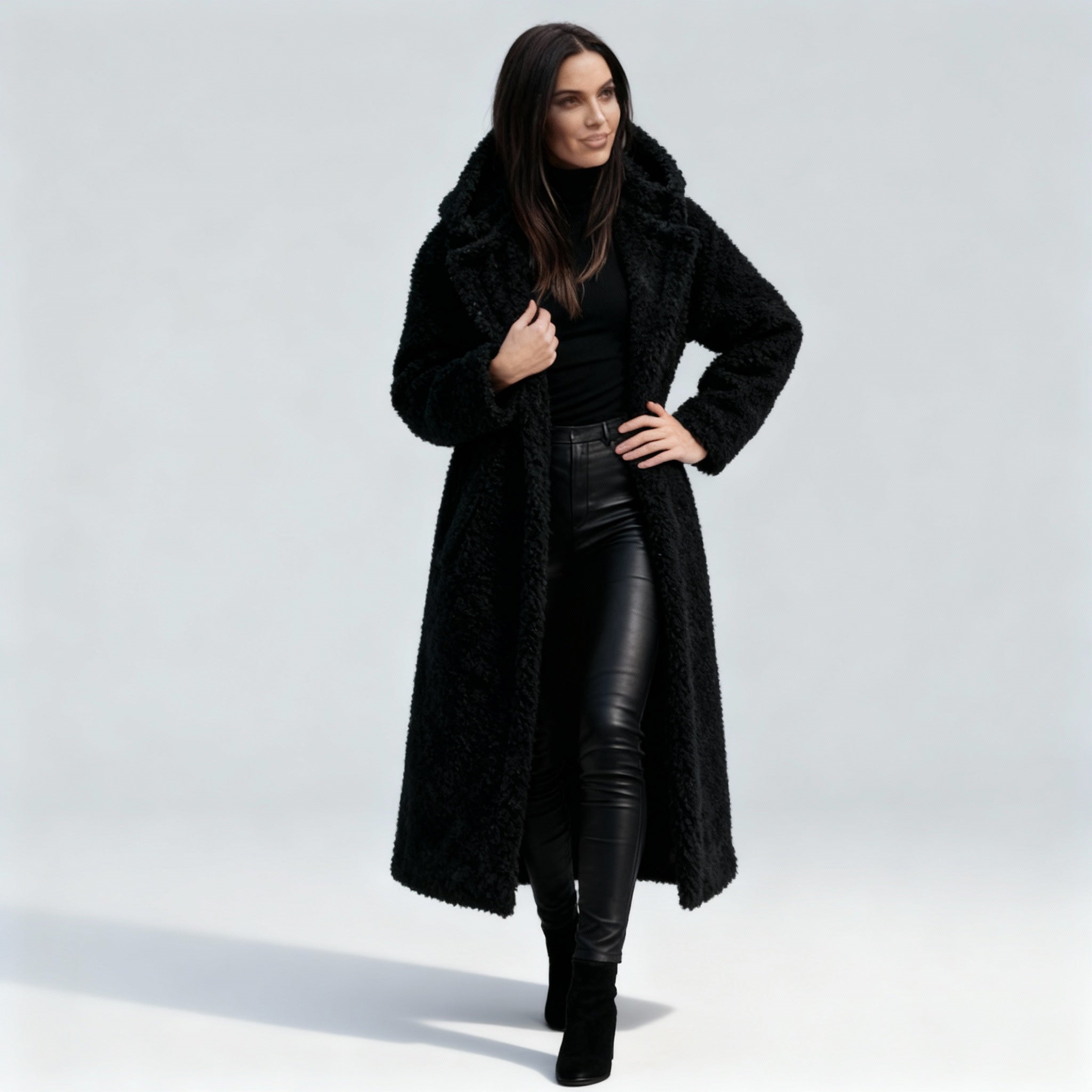 Stylish Women's Long Plush Fleece Coat