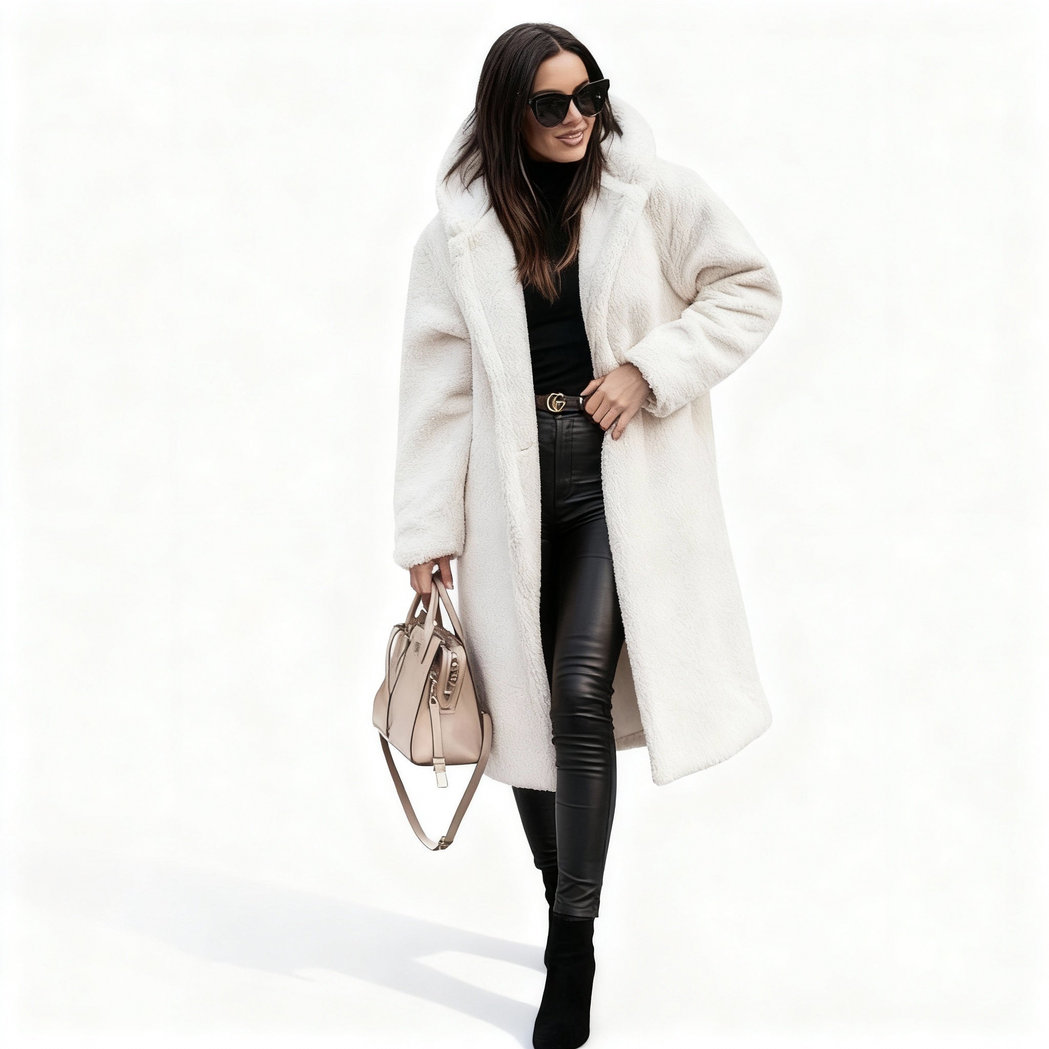Stylish Women's Long Plush Fleece Coat