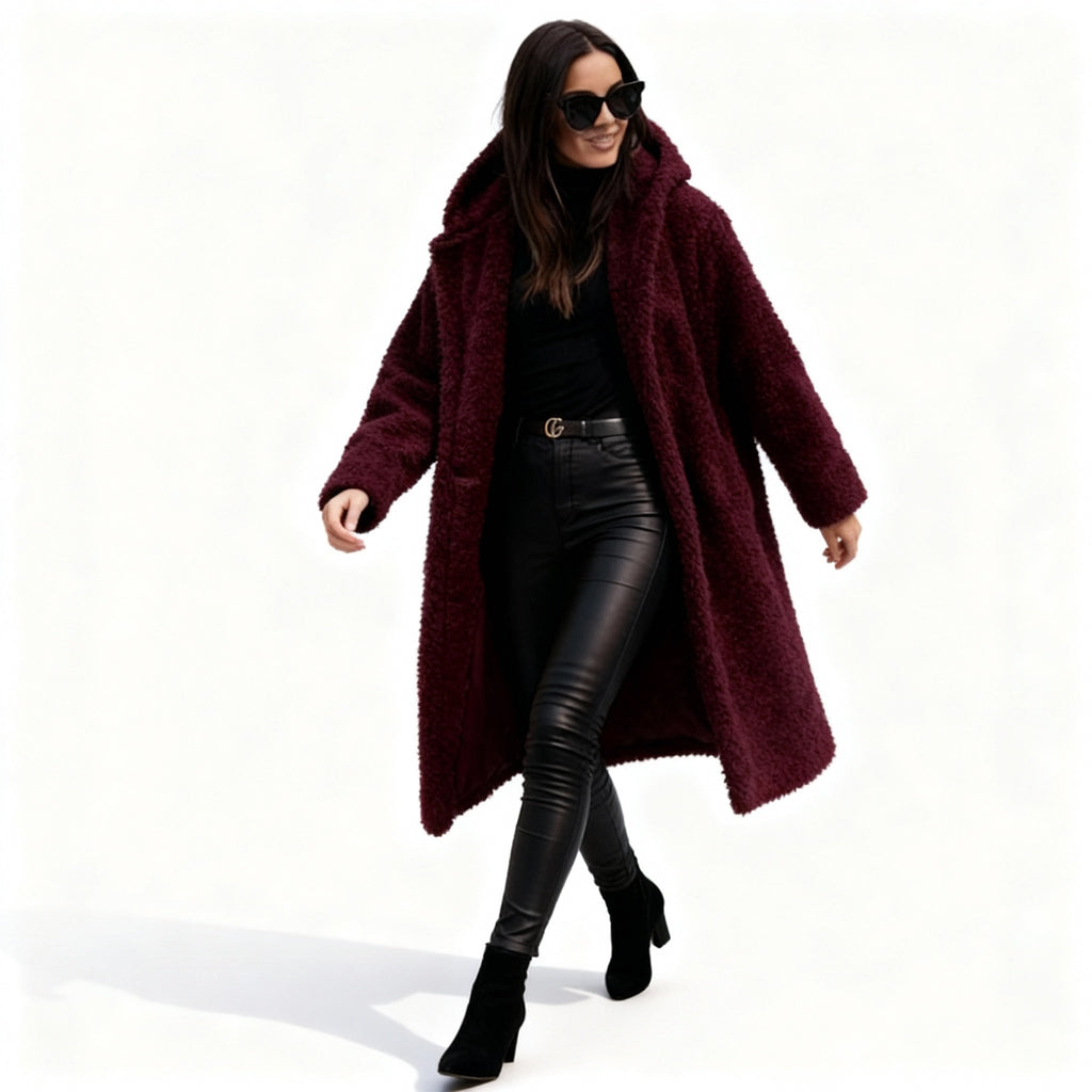 Stylish Women's Long Plush Fleece Coat