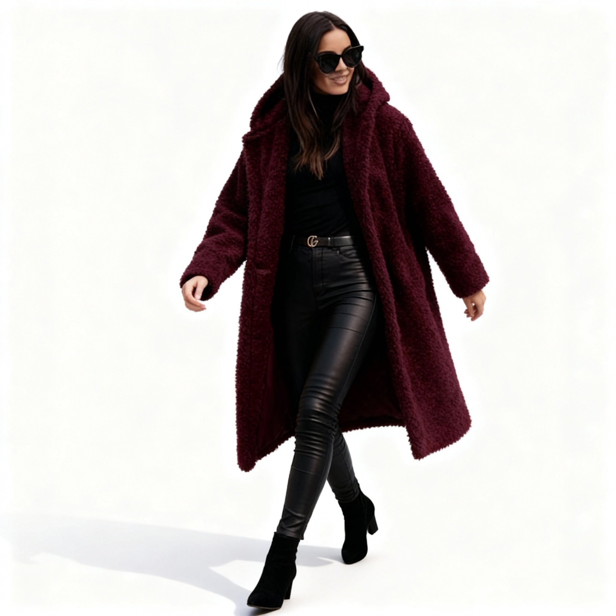 Stylish Women's Long Plush Fleece Coat