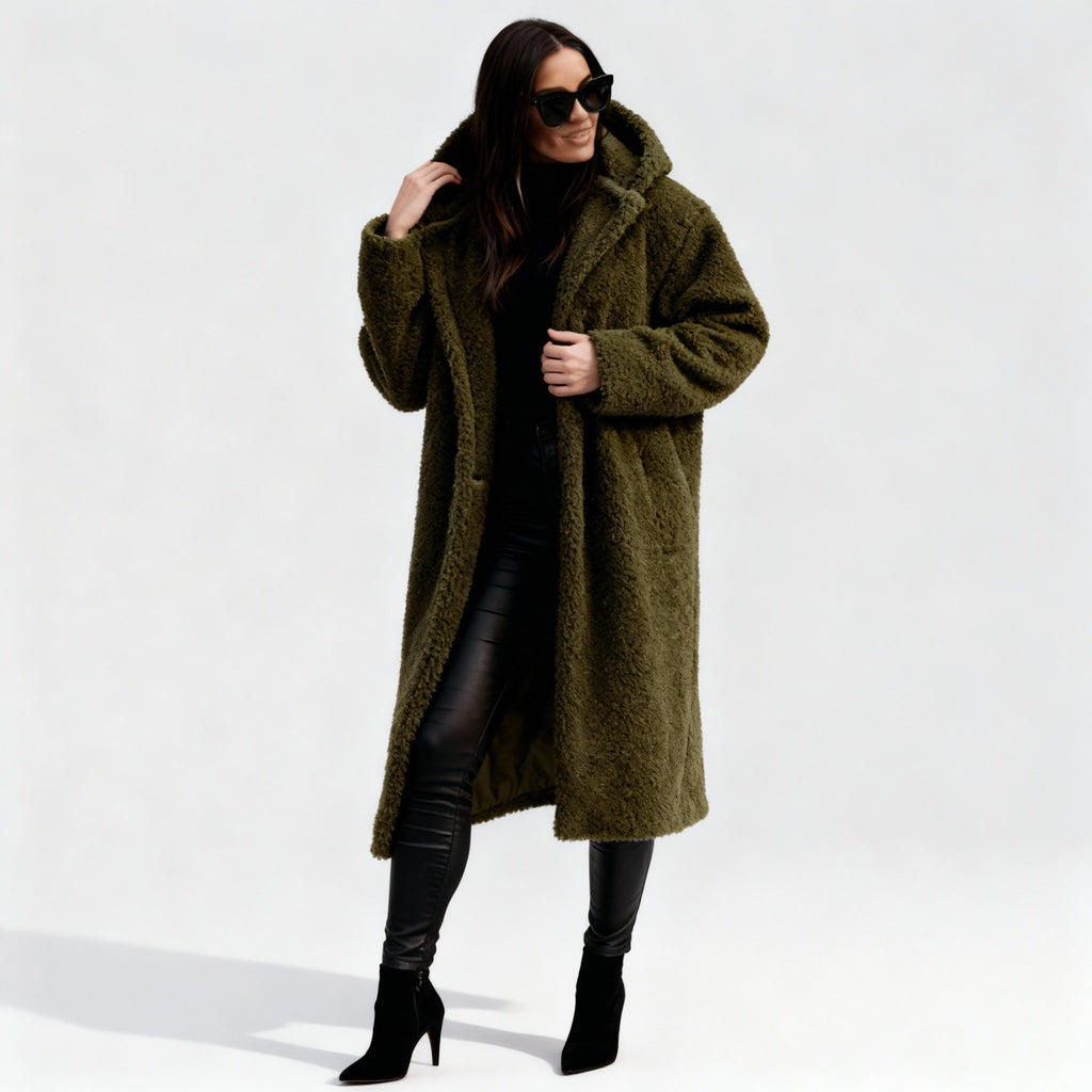 Stylish Women's Long Plush Fleece Coat