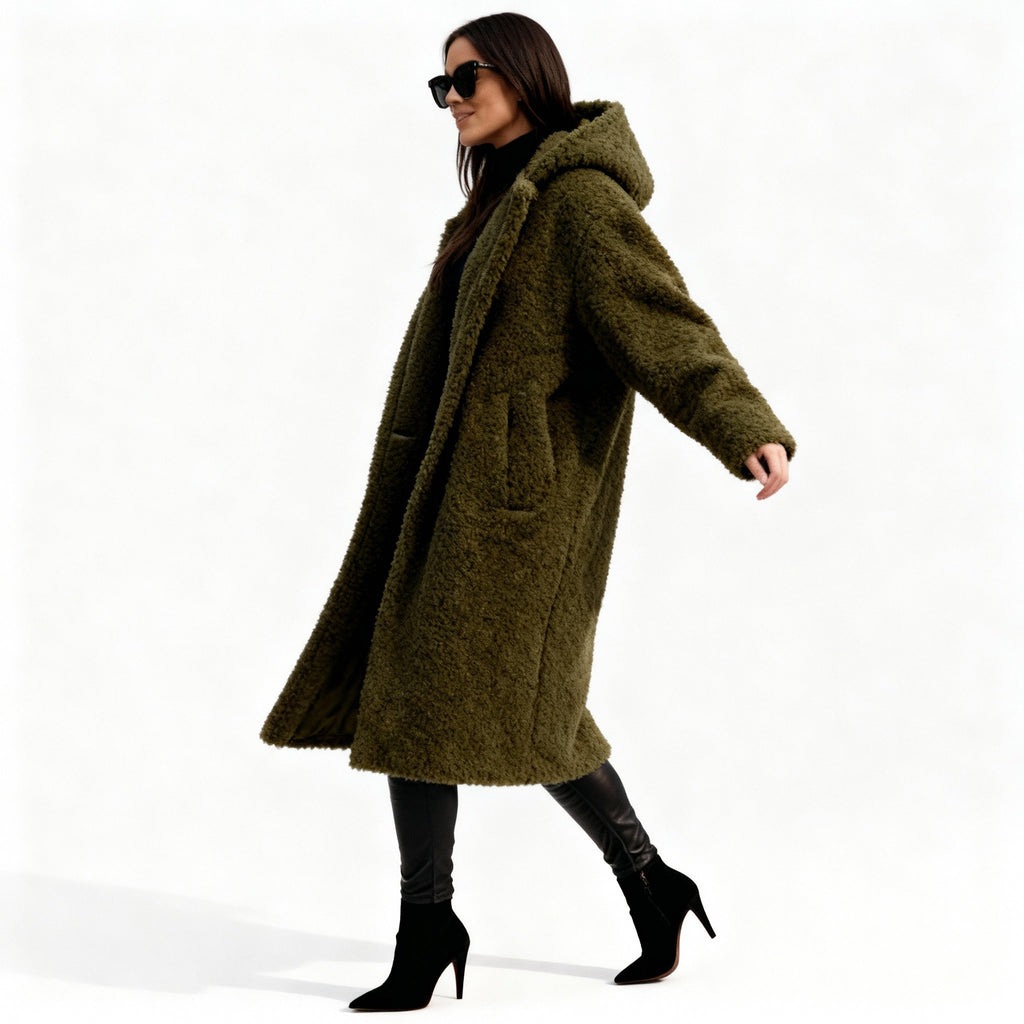 Stylish Women's Long Plush Fleece Coat