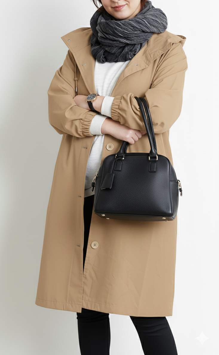 Plus Size Hooded Trench Coat for Women
