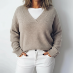 Plus Size Women's Luxe V-Neck Oversized Knit Sweater