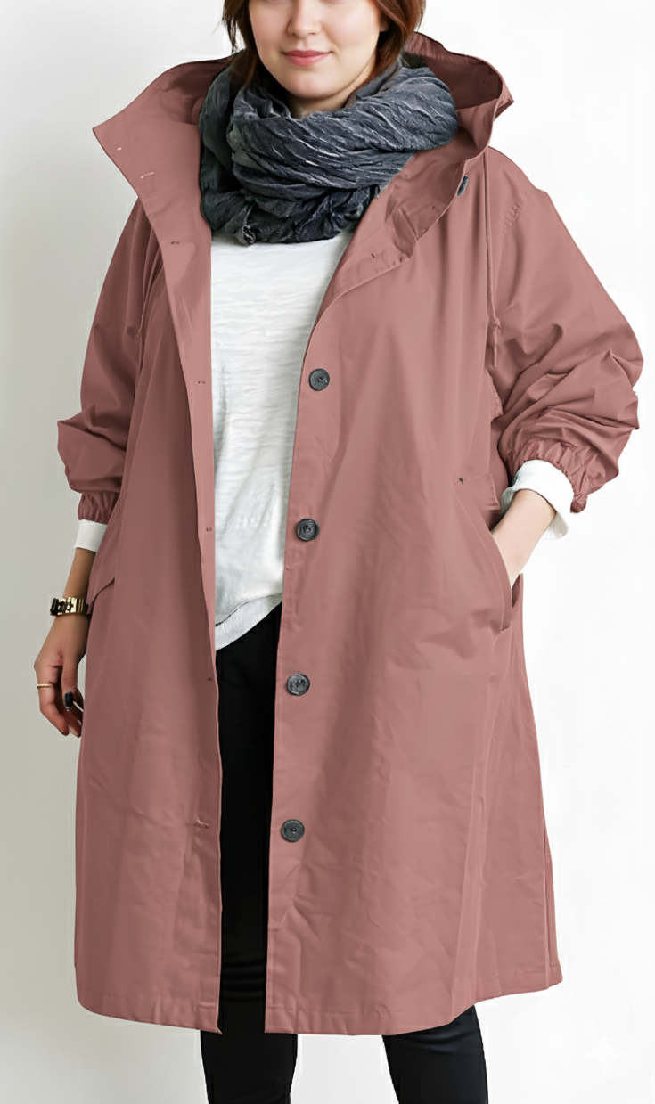 Plus Size Hooded Trench Coat for Women