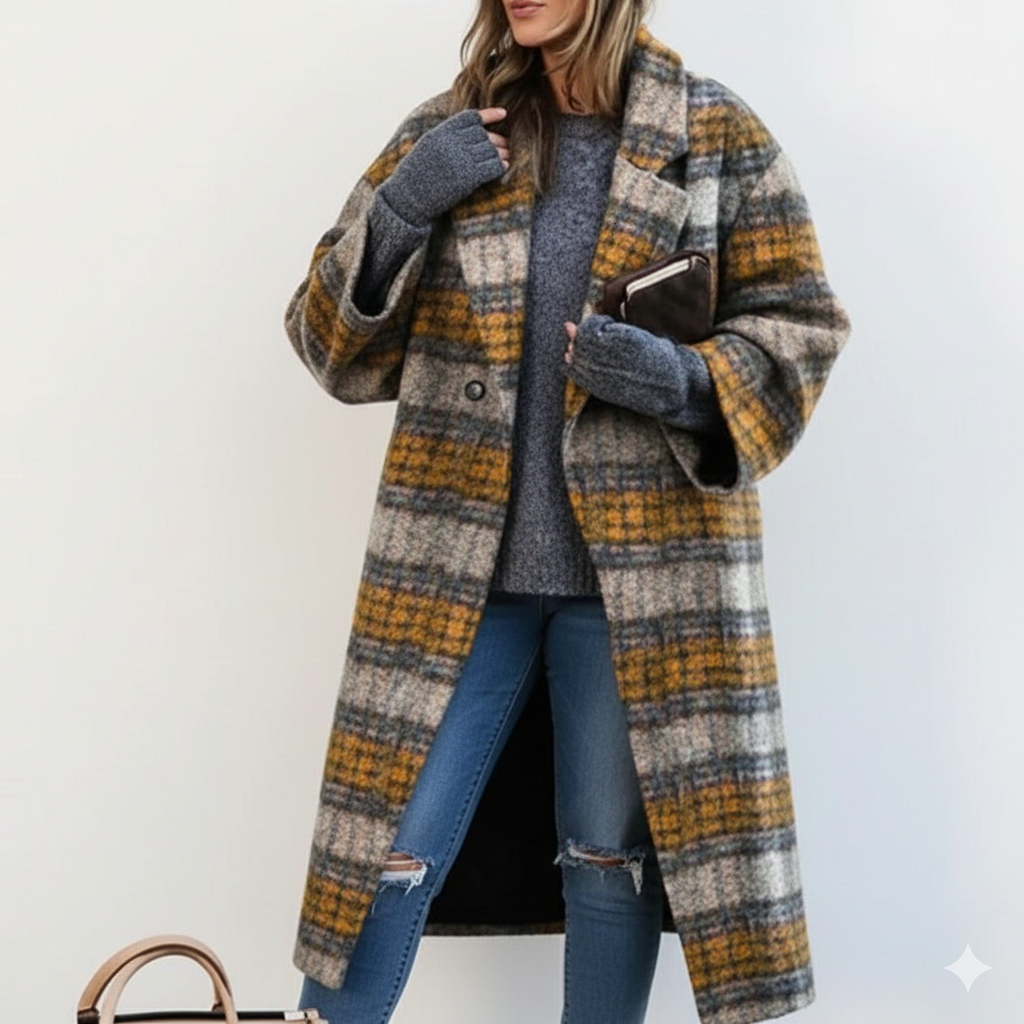 Plus Size Women's Long Wool Coat