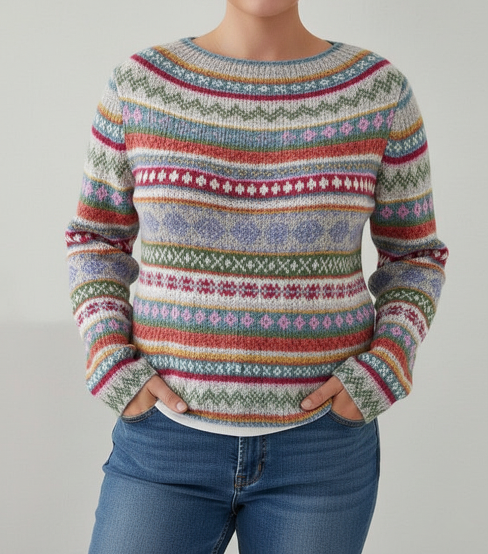 Plus Size Women's Multicolored Knit Sweater