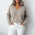 Plus Size Women's Luxe V-Neck Oversized Knit Sweater