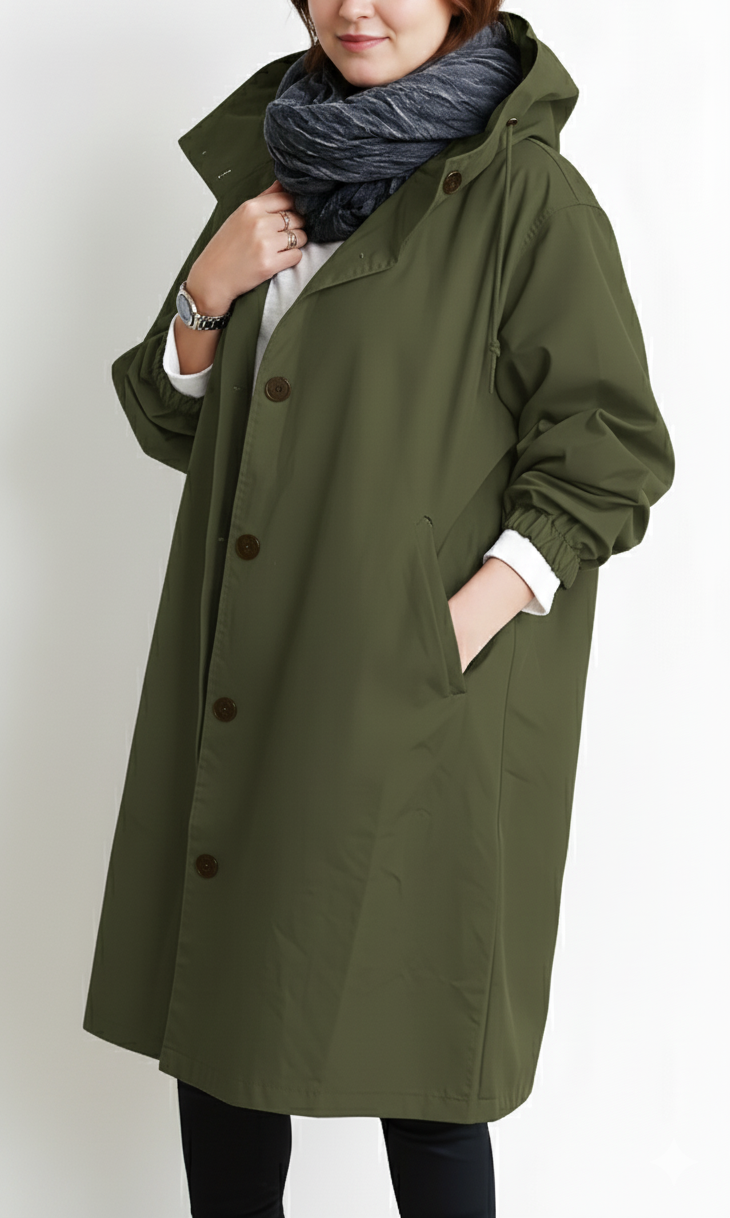 Plus Size Hooded Trench Coat for Women