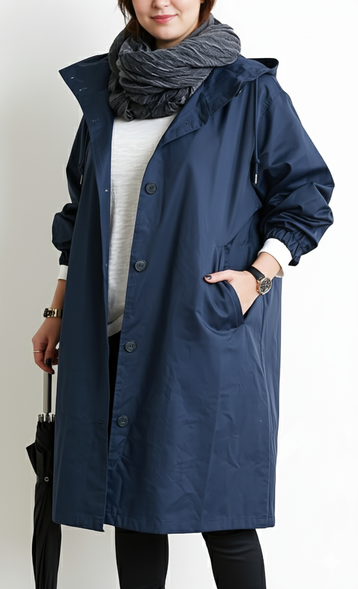 Plus Size Hooded Trench Coat for Women