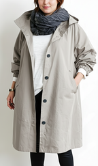 Plus Size Hooded Trench Coat for Women