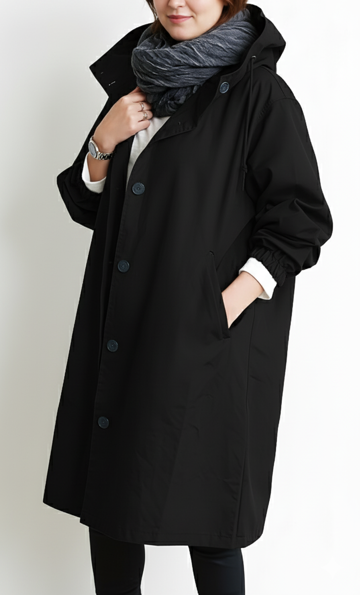 Plus Size Hooded Trench Coat for Women