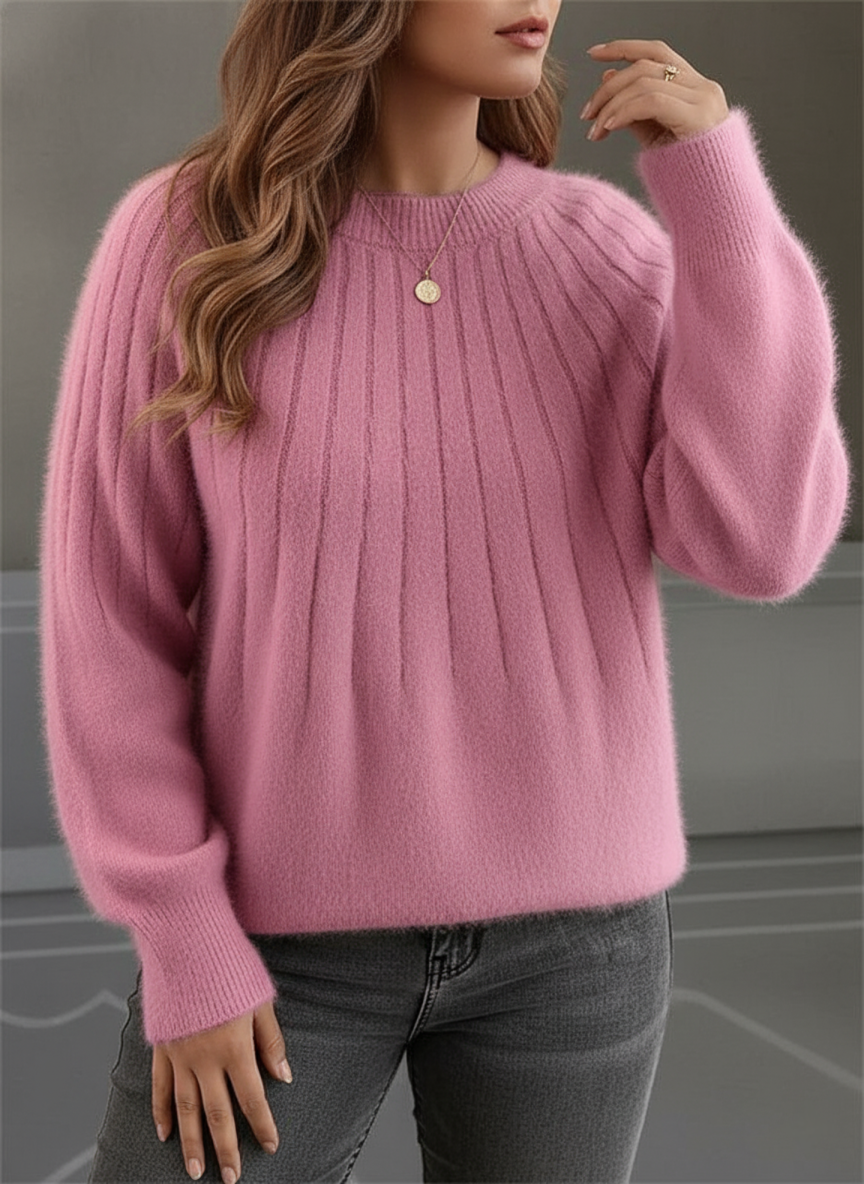 Plus Size Women's Comfortable Ribbed Knit Sweater