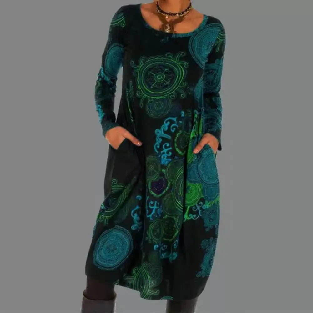 Boho Chic Women's Round Neck Dress