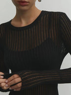 Stylish Sheer Blouse with Sophisticated Stripes